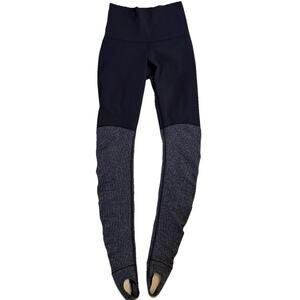Lululemon Wunder Under Stirrup Pants Black Grey Colorblock High Rise Women's 4